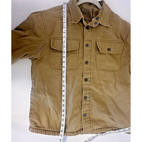 Jachs NY Men's Jacket Color Tan Size M Chore Utility Barn Coat Hood Snap Front - Picture 7 of 13